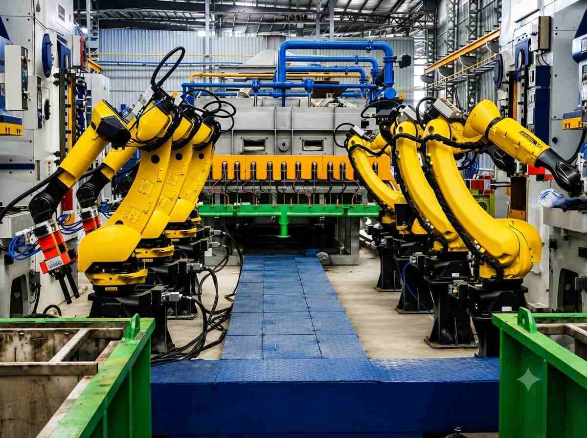 Robotic rotavator blade handling and automated forming system